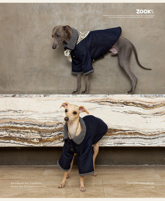 Vintage Denim Dog Winter Coat