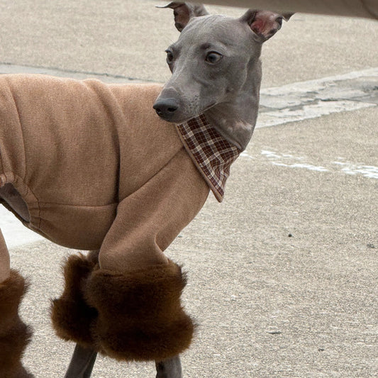Chestnut Fleece Knit Dog Onesie view 2