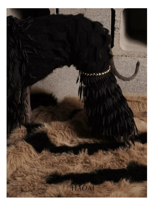 Black Mohair Look Open Knit Dog Onesie view 5