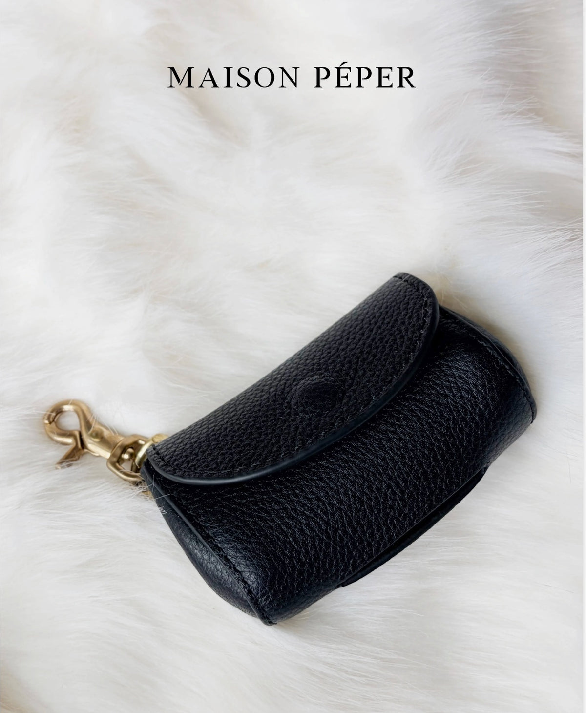 Togo Leather Brass Dog Poop Bag Holder