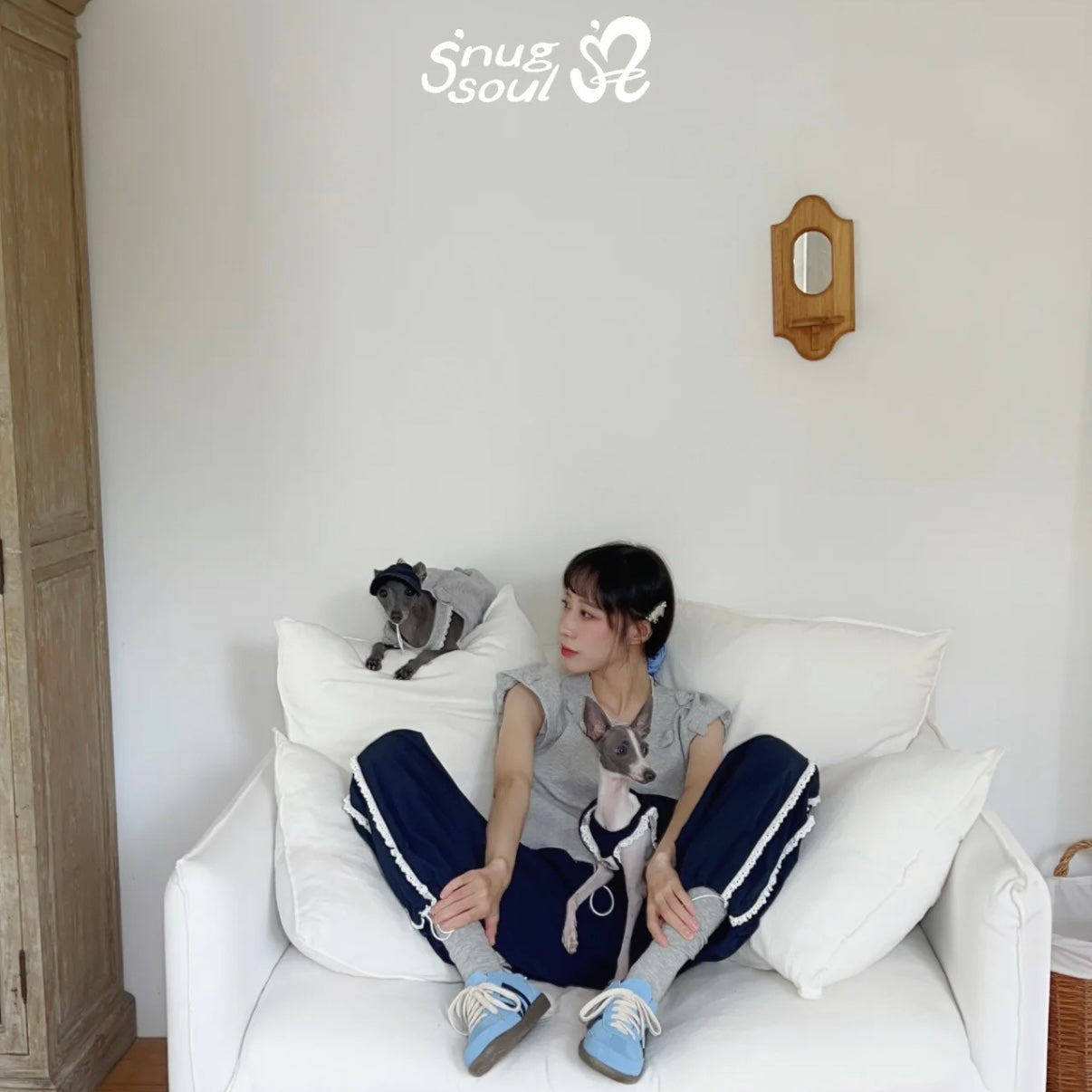 Snuggsoul Matching Embroidered Wide-Leg Joggers