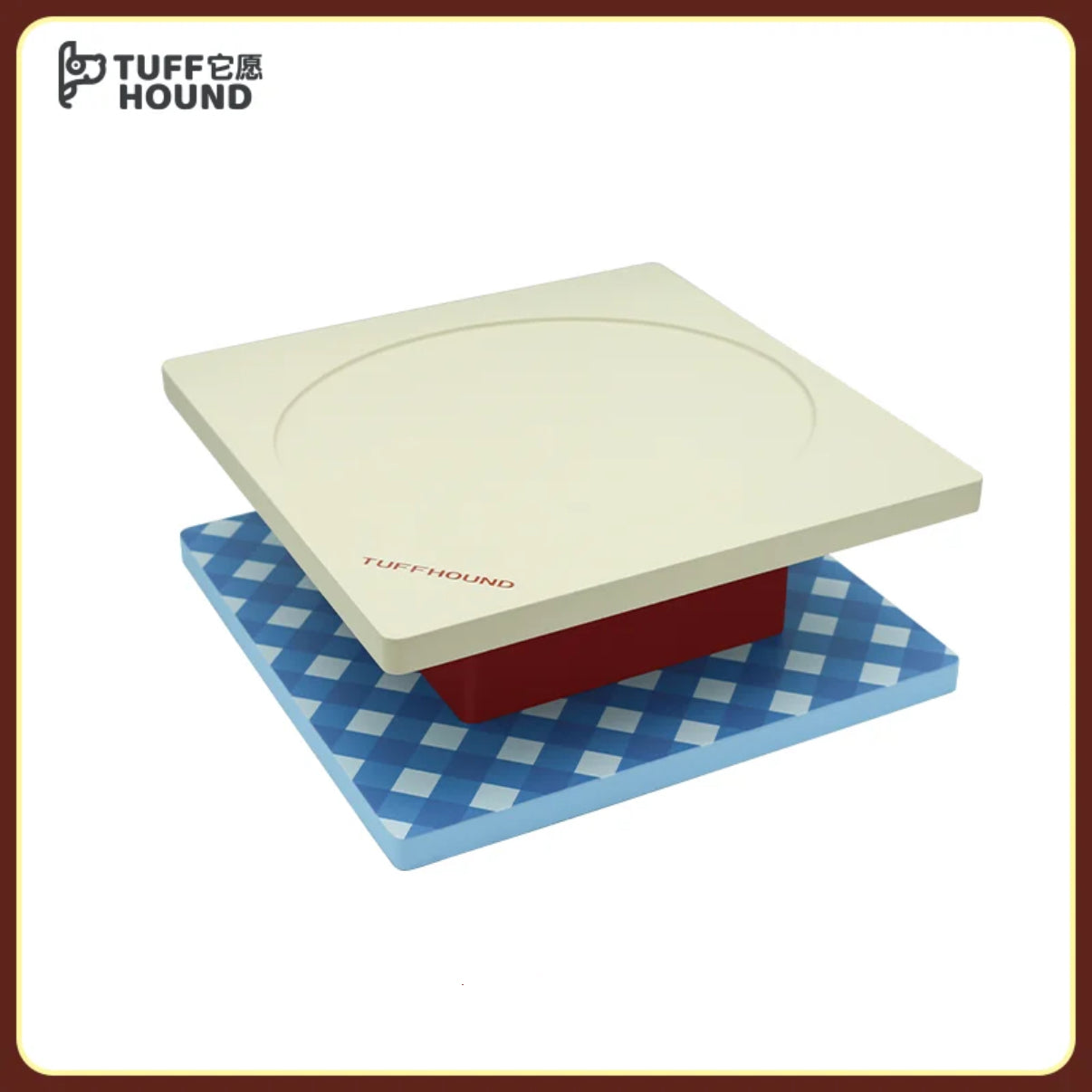TUFFHOUND Raised Ceramic Pet Bowl with Wood Stand