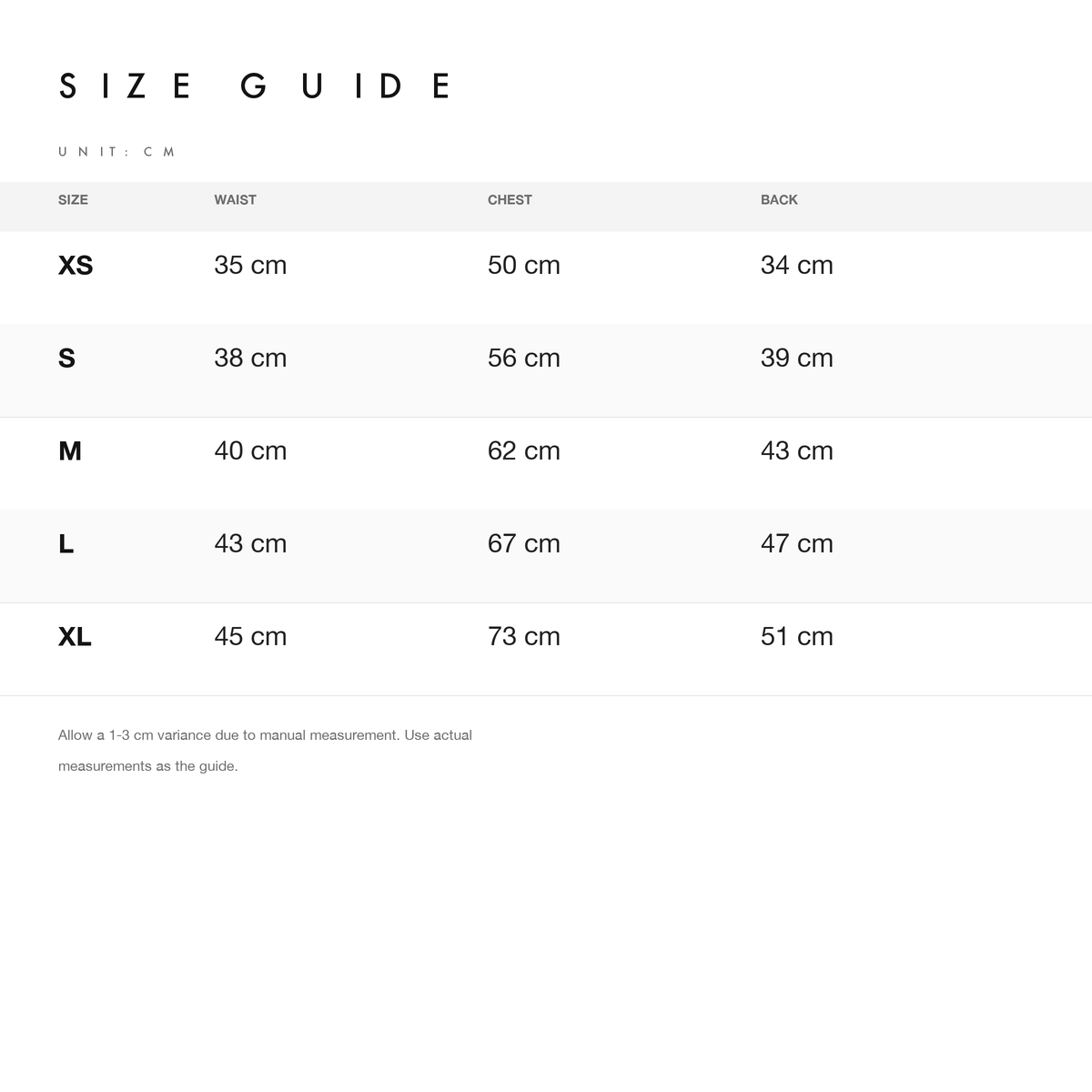 Size chart — measurements for Reversible Four-Leg Water-Repellent Dog Raincoat