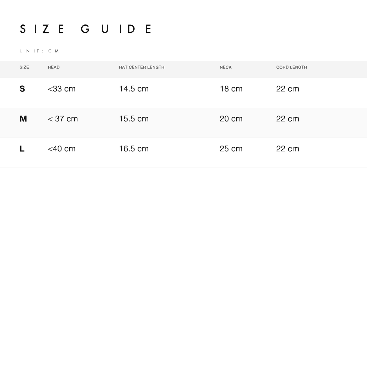 Size chart — measurements for Adjustable Fleece Aviator Hat for Dogs