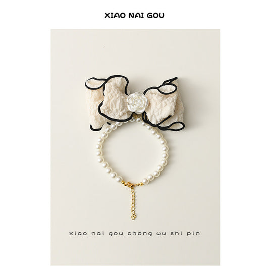 Bow Pearl Pet Collar