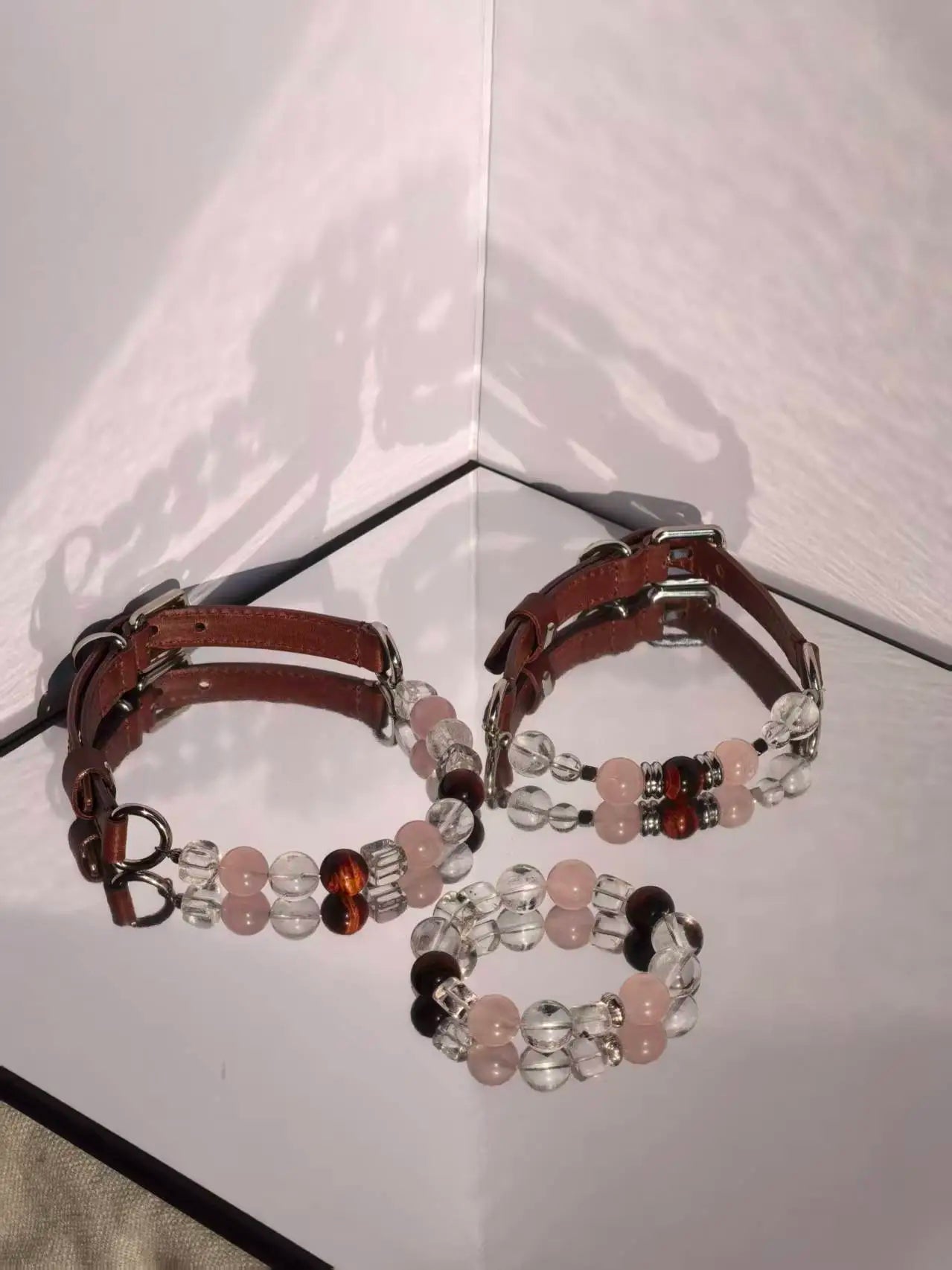 Rose Quartz Tiger Eye Pet Necklace Collar