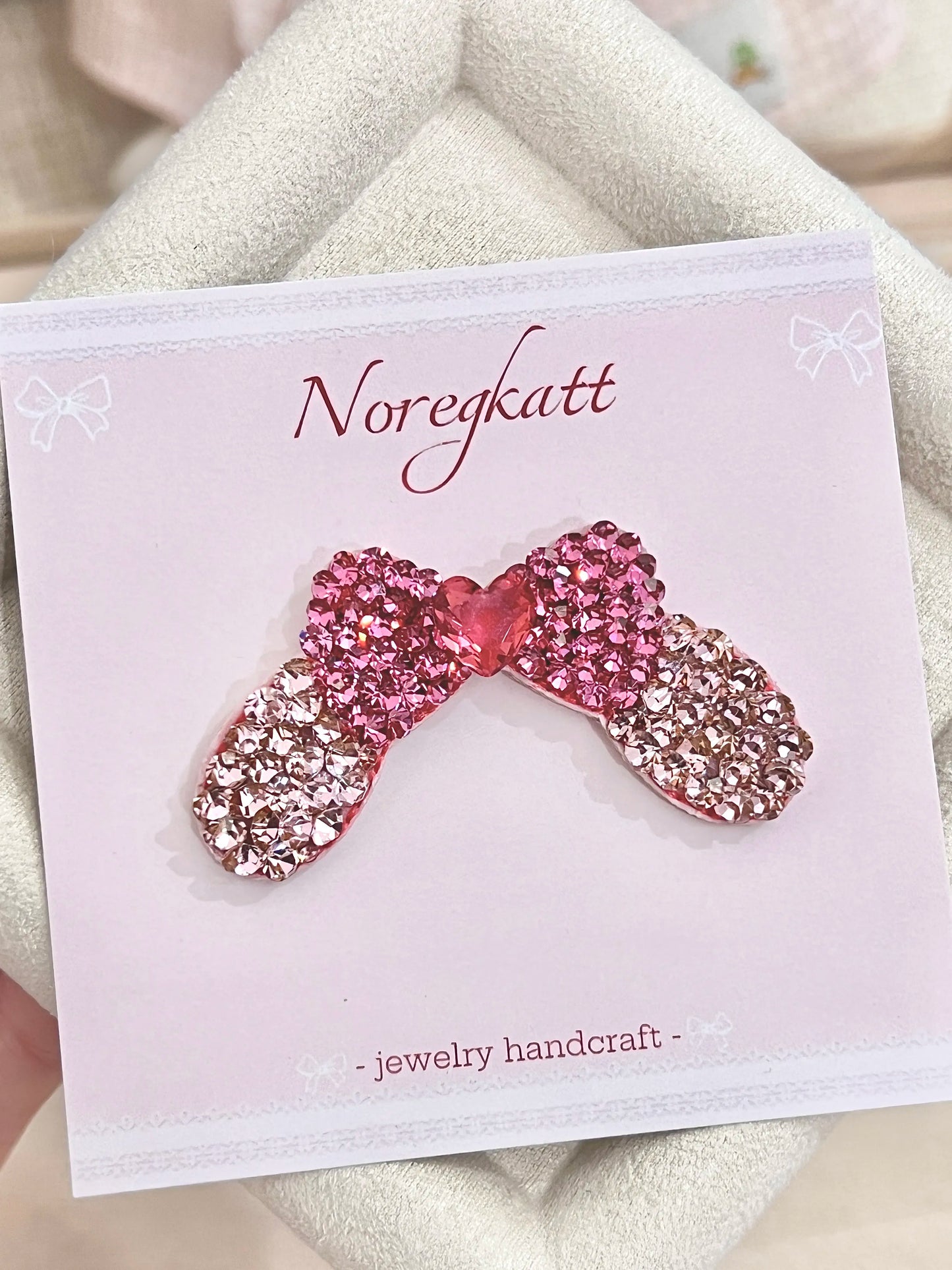 Rhinestone Rabbit Handmade Frog Clip