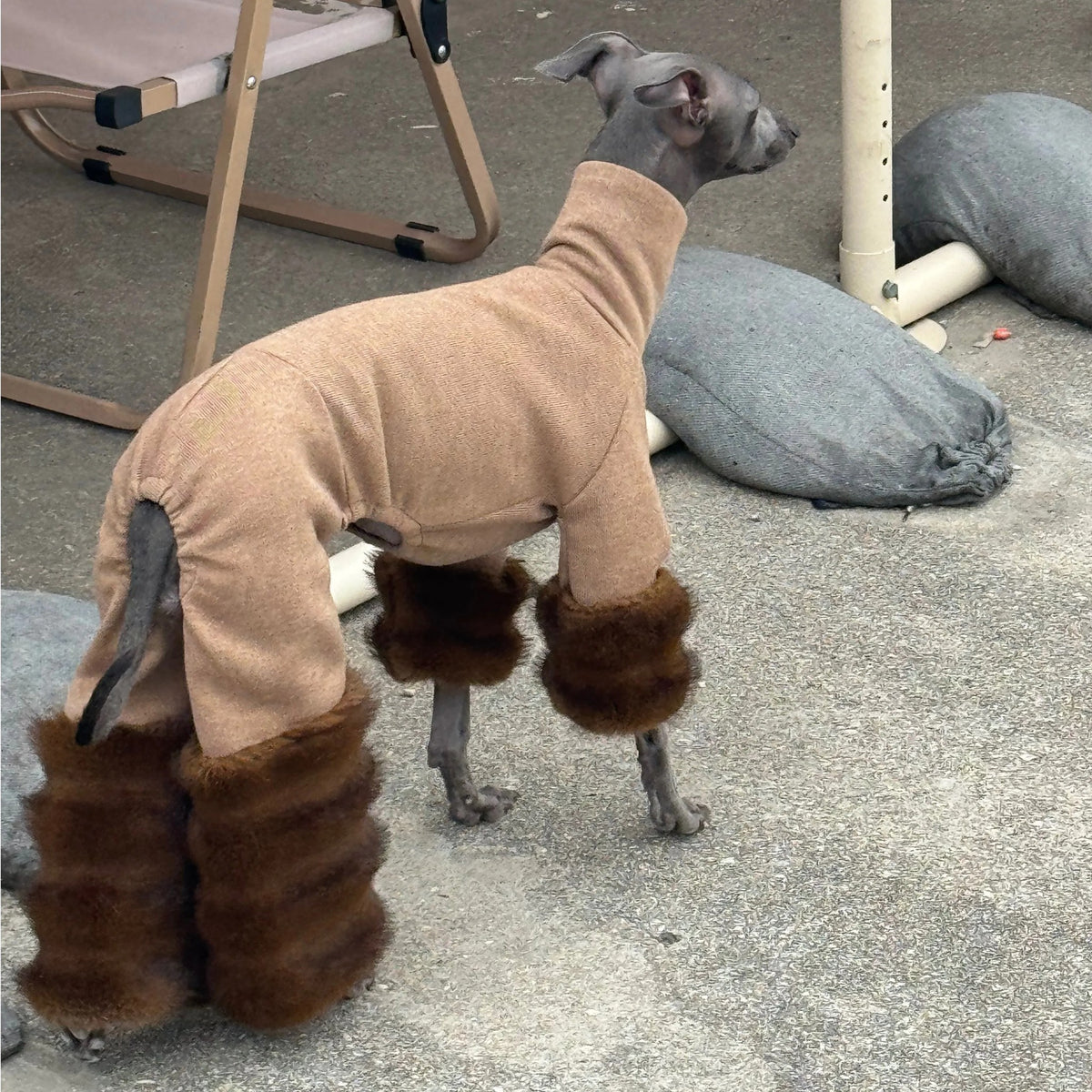 Chestnut Fleece Knit Dog Onesie view 1