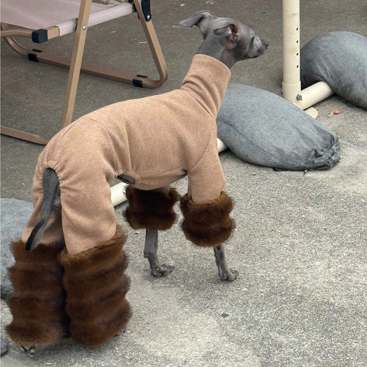 Chestnut Fleece Knit Dog Onesie view 1