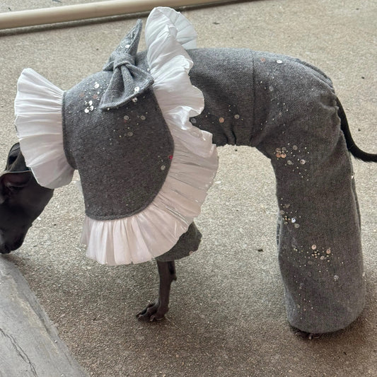London Fog Sequin Tweed Dog Cape Onesie view 1