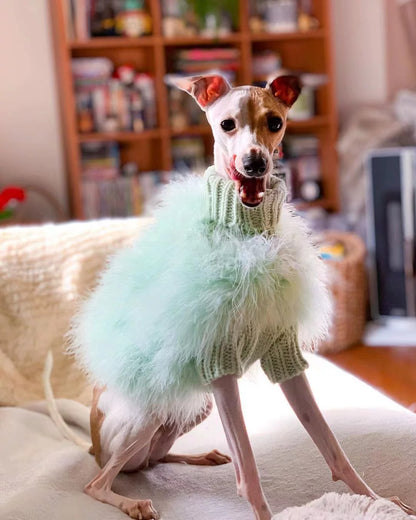 Luxury Feather Dog Sweater, Core Spun Yarn