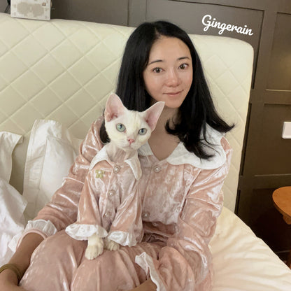 Velvet Thick Matching Pajamas for Owners & Cats