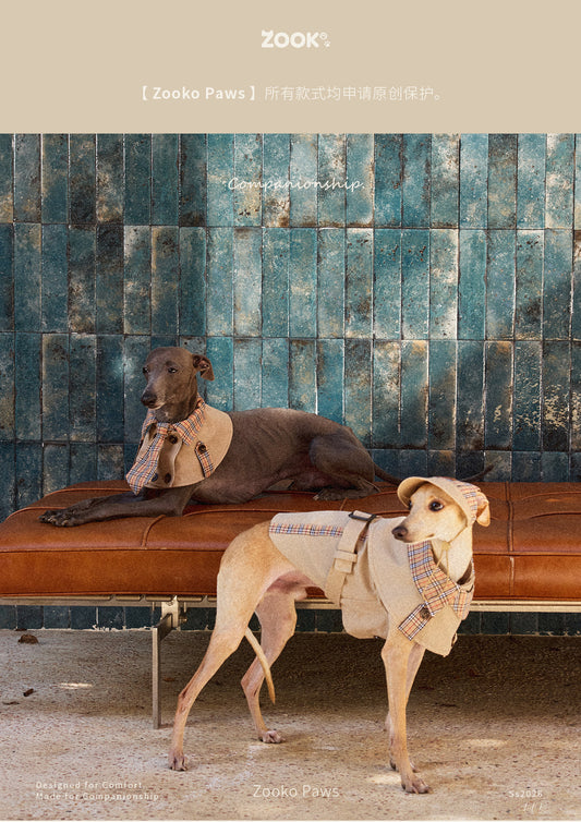 Classic Twill Cape Vest Set for Small & Medium Dogs, with Bib, for Italian Greyhound & Whippet