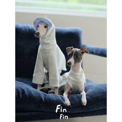Autumn Dog Hooded Striped Spliced Sweatshirt