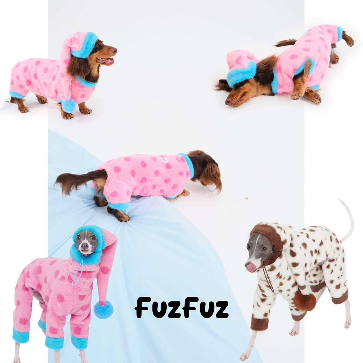 Pink Polka Dot Faux Rabbit Fur Dog Jumpsuit