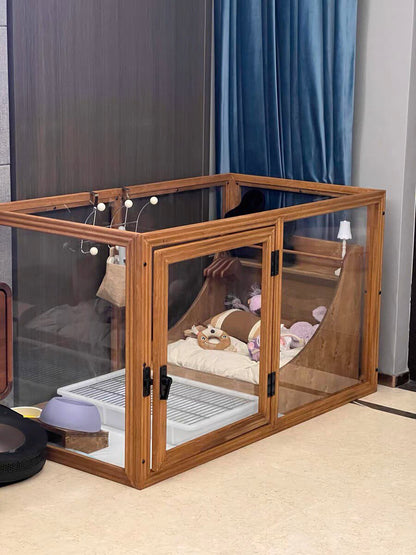 Scenery Solid Wood Acrylic Pet Fence