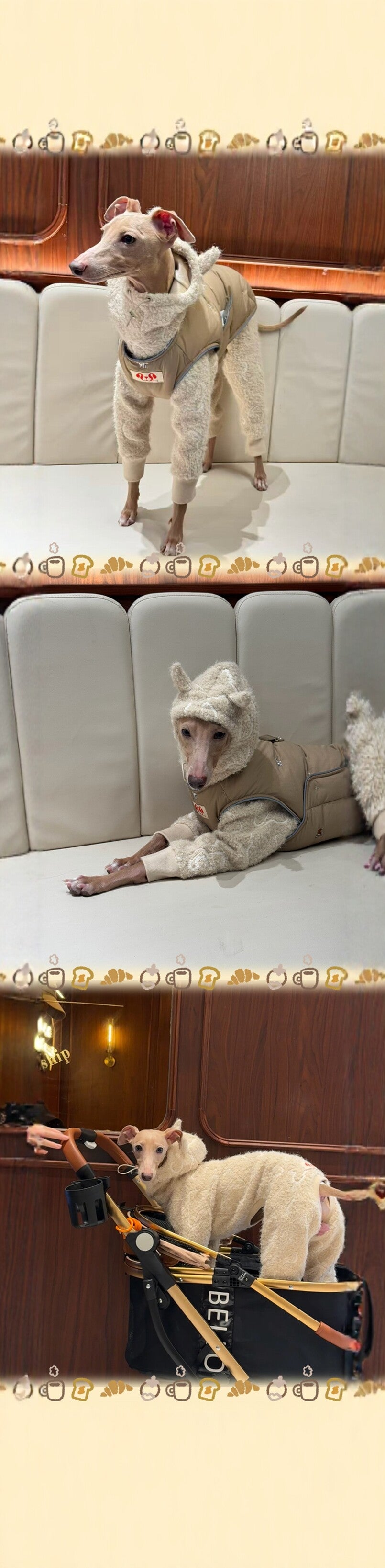Devil Horn Embroidered Sherpa Four-Legged Dog Jumpsuit