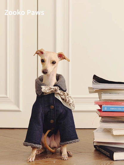 Vintage Denim Dog Winter Coat
