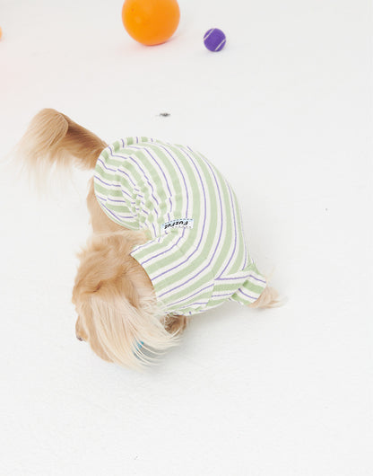 Striped Hooded Dog Two-Leg Jumpsuit