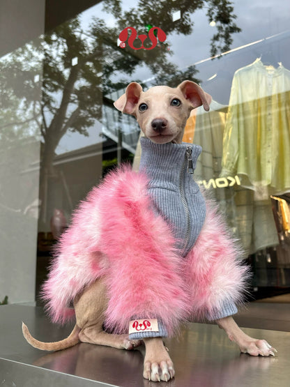 Luxury Faux Fur Two-Legged Dog Winter Coat