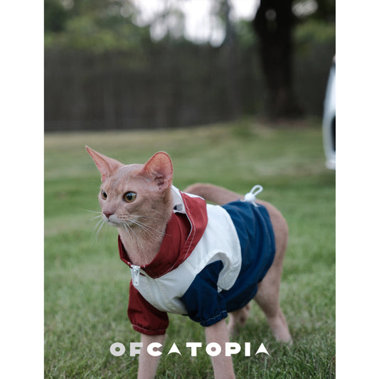 OfCatopia Y2K Colorblock Hooded Raincoat for Cats Dogs
