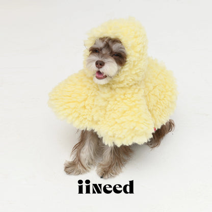 Butter Yellow Plush Cape Pet Hat