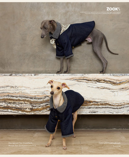 Vintage Denim Dog Winter Coat