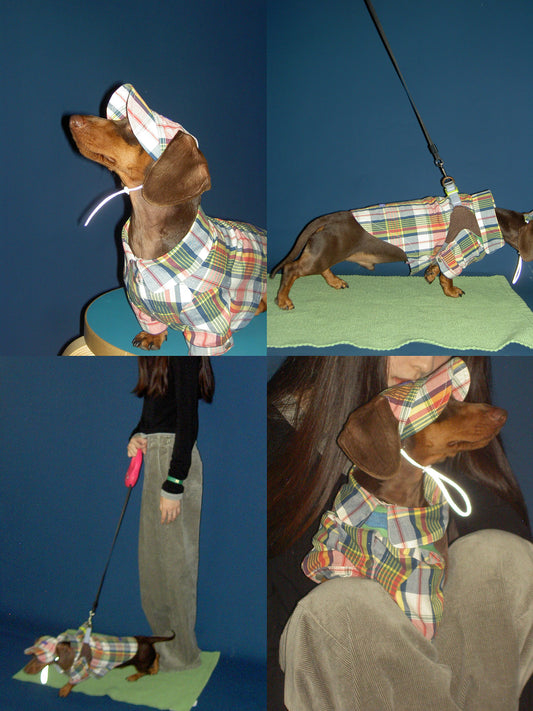 POXFFEE Plaid Shirt or Hat for Small Dogs