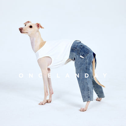 Pantalones Vaqueros Lavados con Retales para Whippets ONCELANDAY de Otoño