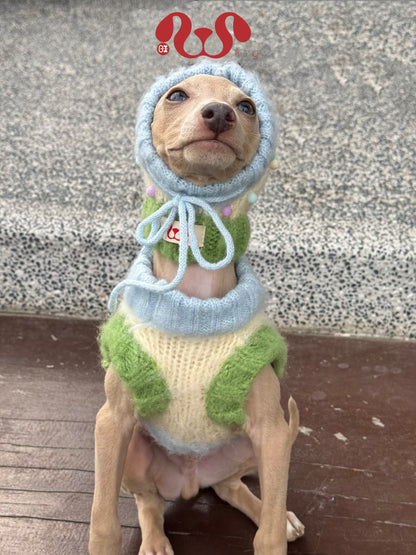 Wool Dog Vest & Pom Pom Hat