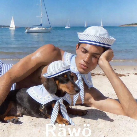 Nautical Pet Sailor Collar & Hat, Human & Pet Matching Outfit for Dog & Cat