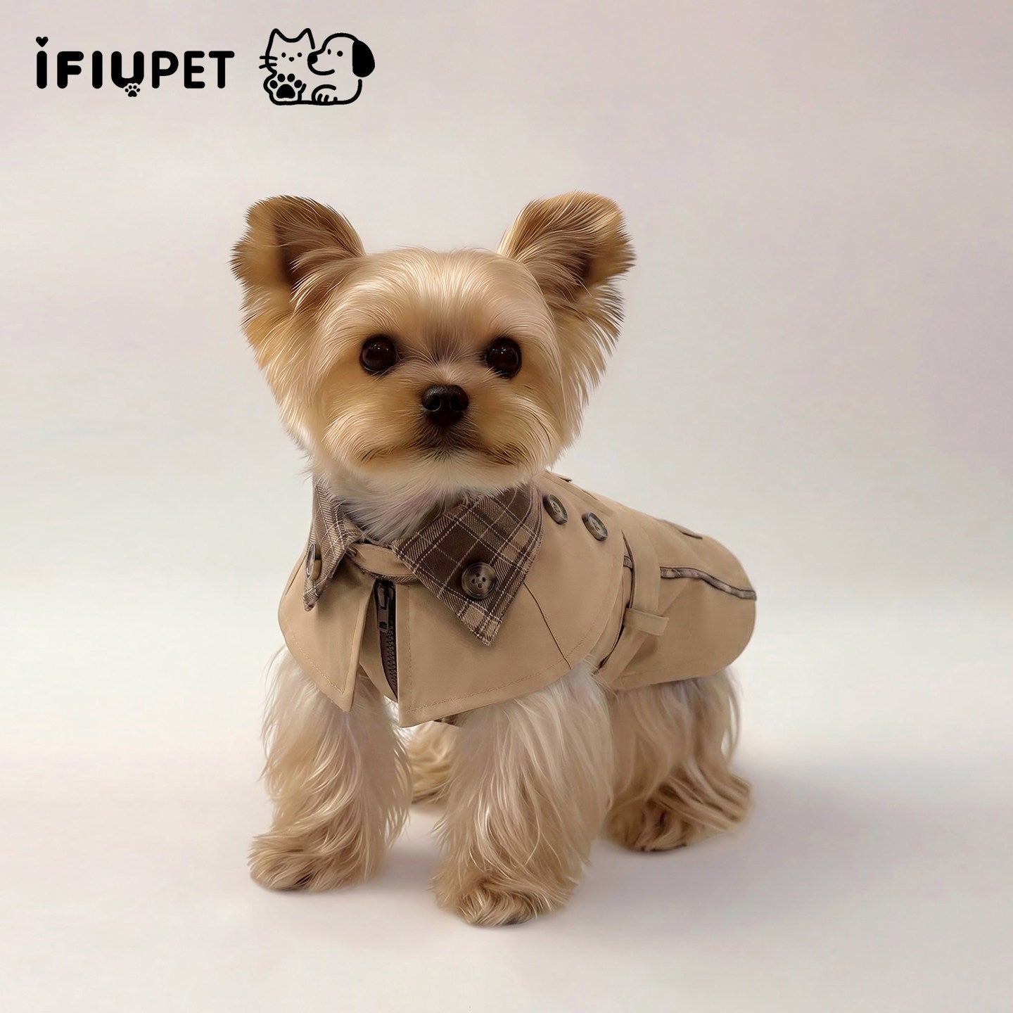 British Style Contrast Collar Pet Coat