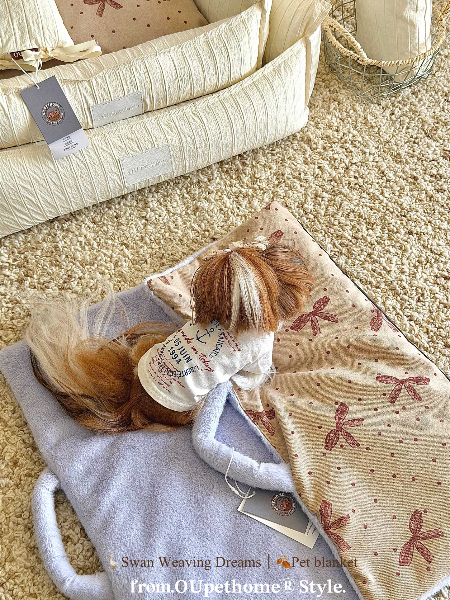 OUpethome Reversible Mink Pet Travel Blanket