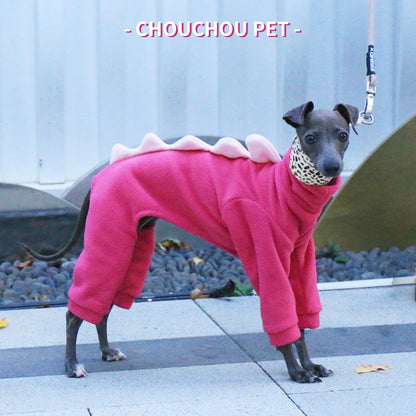 Dinosaur Fleece 4-Leg Dog Jumpsuit