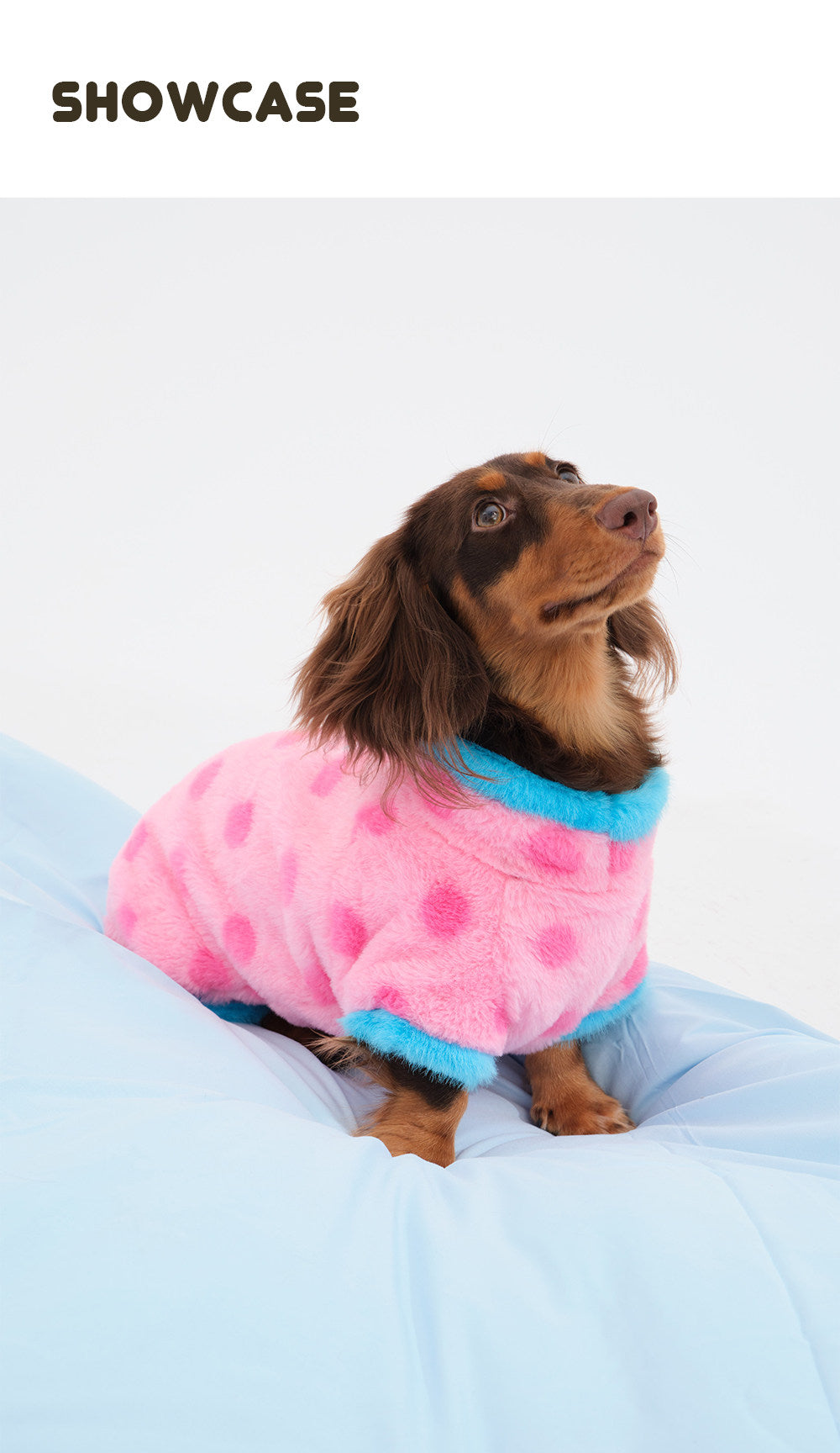 Pink Polka Dot Faux Rabbit Fur Dog Jumpsuit