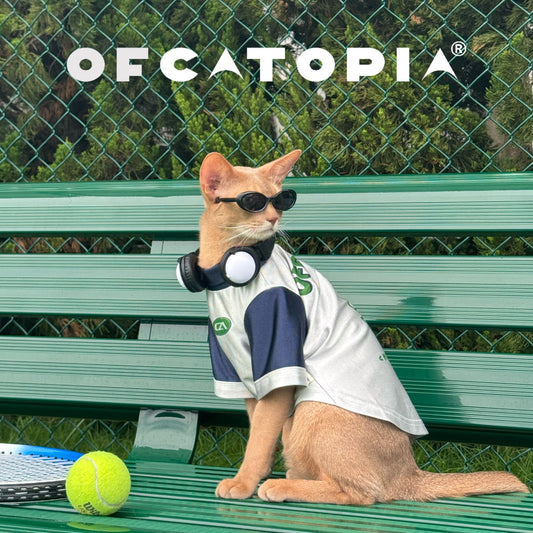 OfCATOPIA Silver-Green Retro Mesh Pet Tee