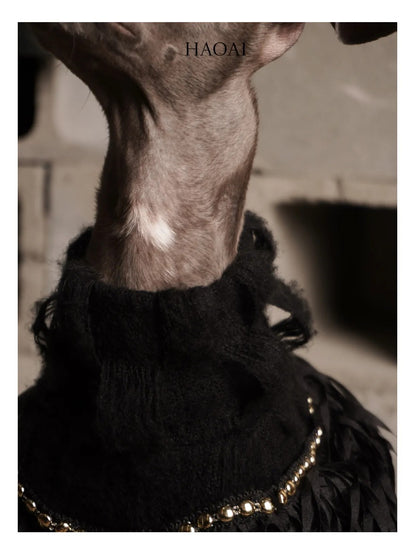 Black Mohair Look Open Knit Dog Onesie view 2