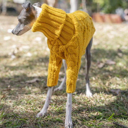 Yellow Hooded Knit Dog Sweater photo 2