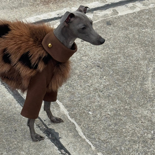 Windsor Brown Knit Faux Fur Dog Onesie view 2