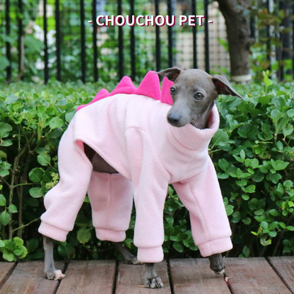 Dinosaur Fleece 4-Leg Dog Jumpsuit