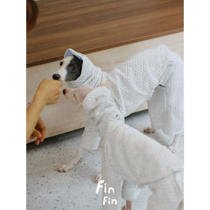 Autumn Dog Hooded Striped Spliced Sweatshirt