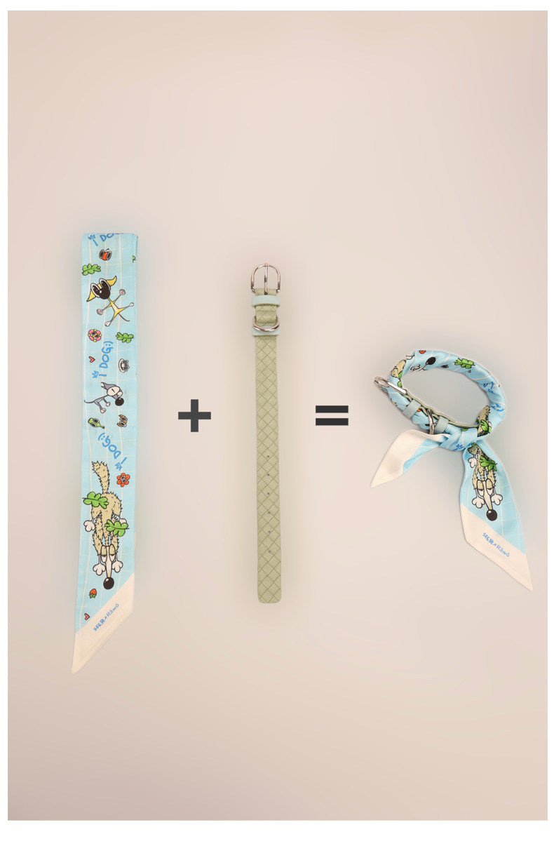 Braided PU Pet Collar for Dog & Cat with Scarf Neck Protector