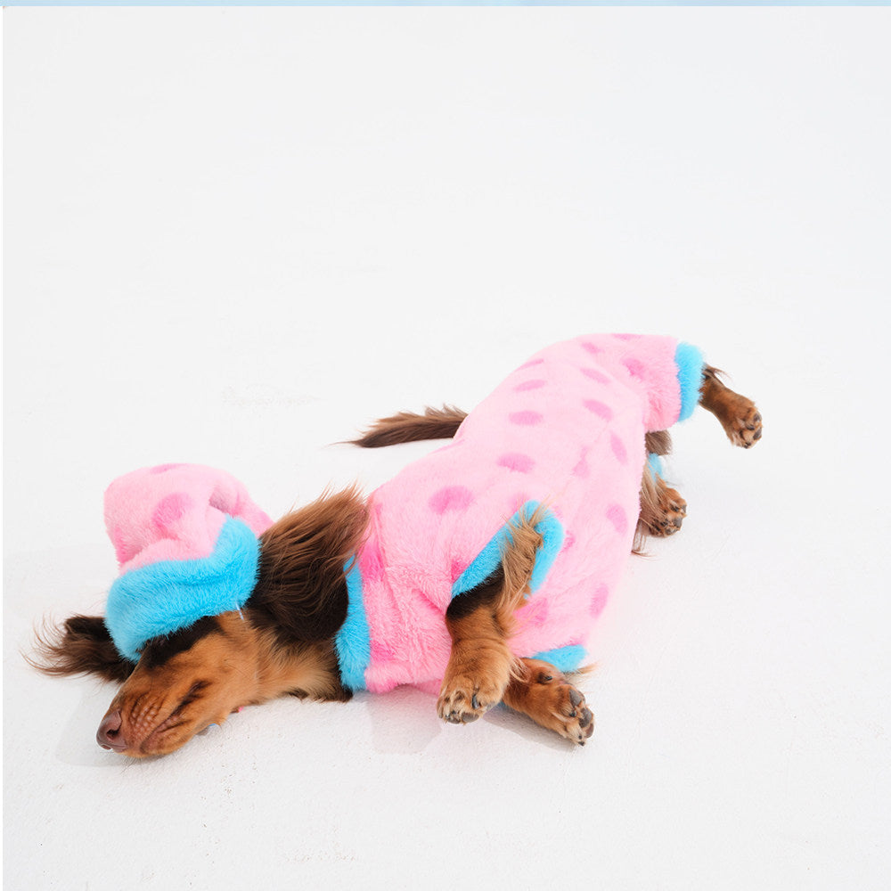 Polka Dot Faux Rabbit Fur Dog Sleep Cap