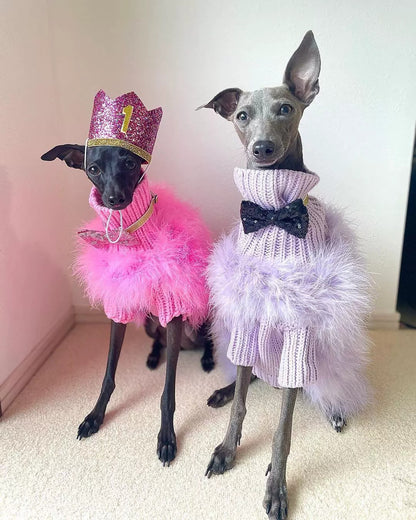 Luxury Feather Knit Sweater for Italian Greyhound & Whippet