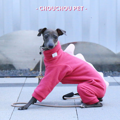 Dinosaur Fleece 4-Leg Dog Jumpsuit