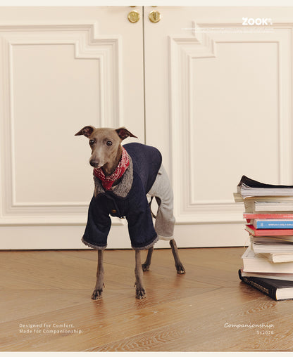 Vintage Denim Dog Winter Coat