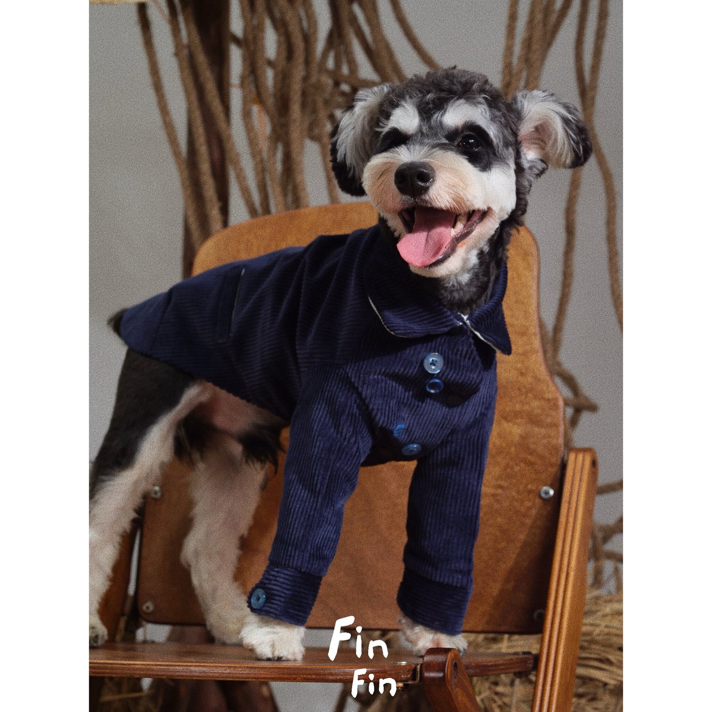 Cotton Corduroy Dog Jacket with Floral Lining