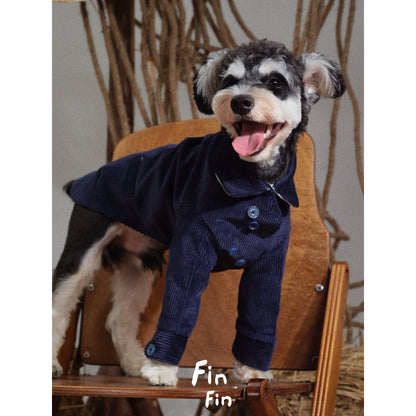 Cotton Corduroy Dog Jacket with Floral Lining