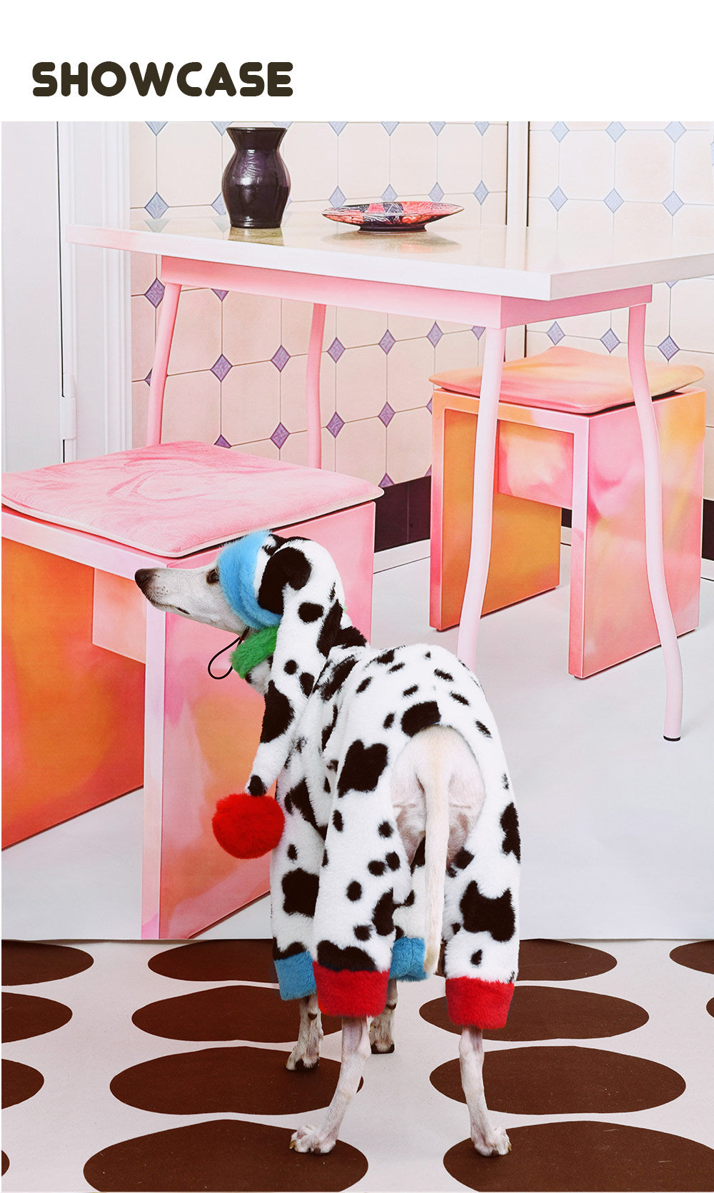 Cow Print Faux Rabbit Fur Dog Jumpsuit