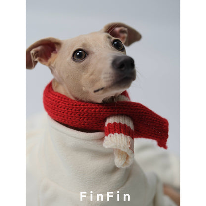 Striped Wool-Blend Dog Scarf for Small Breeds